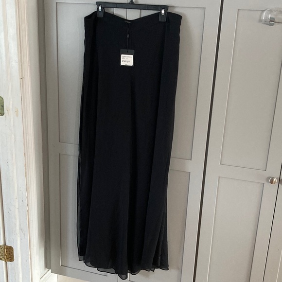 St. John Caviar Black Silk Pants with Overlay